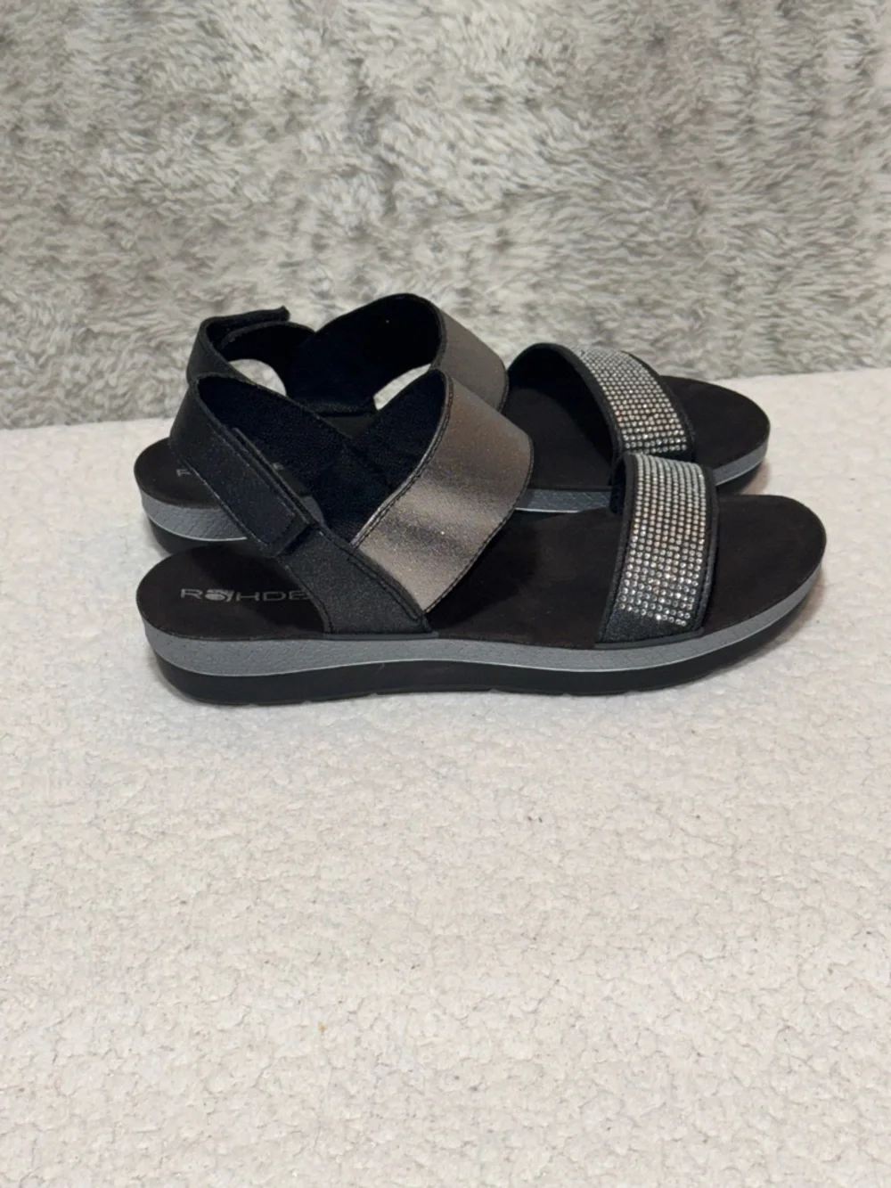 Rohde Black Crystal-Strap Comfort Sandals Women’s Size EU 38 / US 7